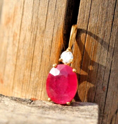 Gold Plated 925 Silver Pendant Ruby Pendant Oval Cut Pendant jewelry making - Image 1 of 4