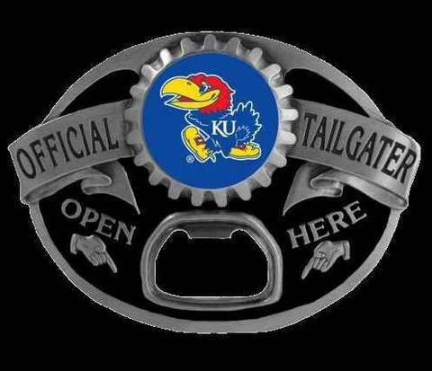 KANSAS JAYHAWKS TAILGATER BOTTLE OPENER BELT BUCKLE Cover