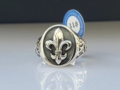 Anillo de plata esterlina Fleur de Lis para hombre con sello joyería fina de diseñador Foto 1 de 4
