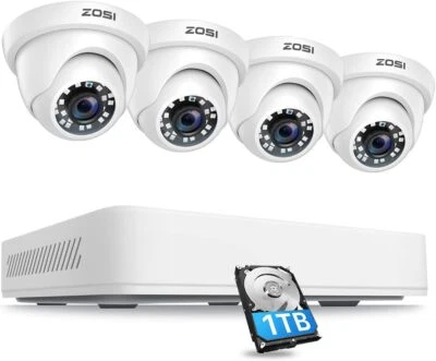 Домашняя система камер видеонаблюдения ZOSI CCTV 8 каналов 5 Мп 24-7 запись жесткий диск 1 ТБ - Изображение 1 из 4