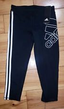 Girls Youth Adidas 3 Stripe Black/White Athletic Leggings Size M 10/12 22"/18"