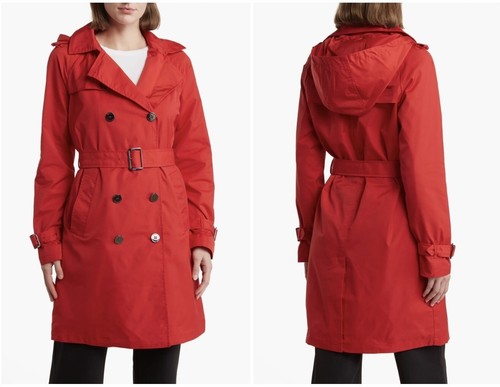 Nuovo trincea resistente all'acqua Michael Kors con cintura con cappuccio rimovibile taglia XL