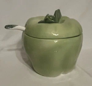Vintage Green Aple Soup Tureen With Lid And Ladle - Picture 1 of 12