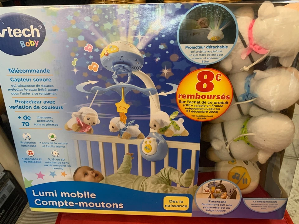 VTech Baby Schäfchen-Mobile – Buntes Mobile mit Plüsch-Schäfchen, Musik, Lichtpr - Bild 1 von 4