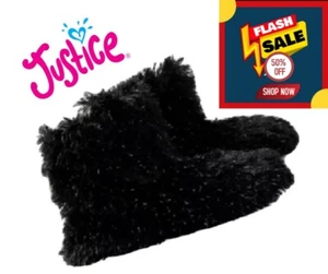 Justice Girls SIZE S/M 13-4 Cozy Slipper Socks, COLOR BLACK (SHOES SIZE 13-4 NEW - Picture 1 of 16
