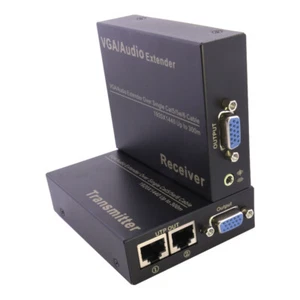Video VGA 1x1 UTP Extender Extension Over CAT-5e Cat-6 UTP With Audio up to 300M - Picture 1 of 9