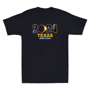 2024 Texas 8. April 2024 totale Sonnenfinsternis lustiger Geek Geschenk Retro Herren T-Shirt