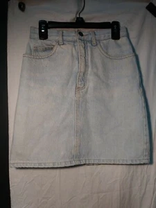 Vintage 90s GUESS USA High Waisted Light Denim Jean Mini Skirt size 14 - Picture 1 of 4