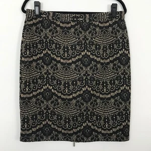 NUEVA Falda Lápiz Melissa Paige Metálica Recta Talla 8 Cremallera Expuesta Negra Dorada - Imagen 1 de 9