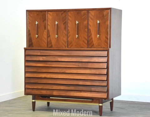 American of Martinsville Walnut Tall Dresser Mid Century Merton Gershun Cover