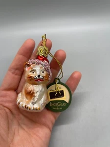 INGE GLAS GERMANY CAT KITTEN BLOWN GLASS CHRISTMAS ORNAMENT - Picture 1 of 7