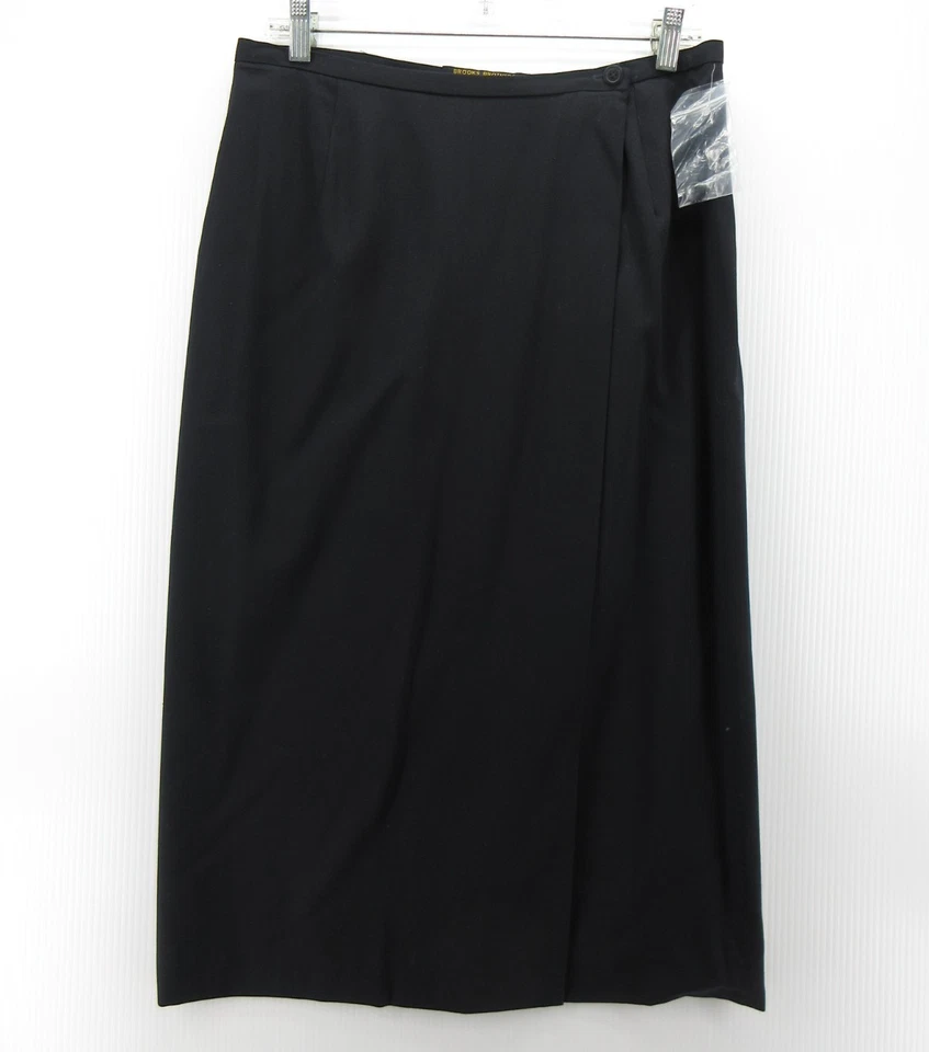 Falda DE COLECCIÓN Brooks Brothers Mujer 14 Azul Lana Envoltura Midi Carrera Oficina EE. UU. NUEVA Foto 1 de 4