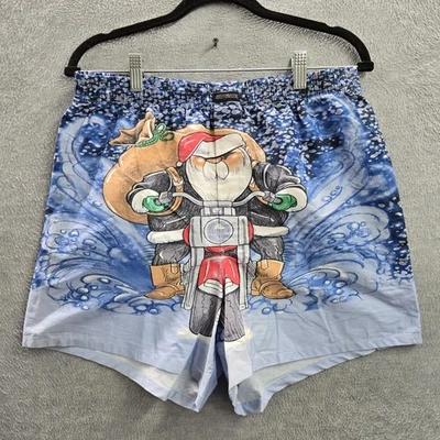 Ropa de dormir Harley-Davidson vintage para hombre M azul estampado gráfico Santa motocicleta años 90 Foto 1 de 4