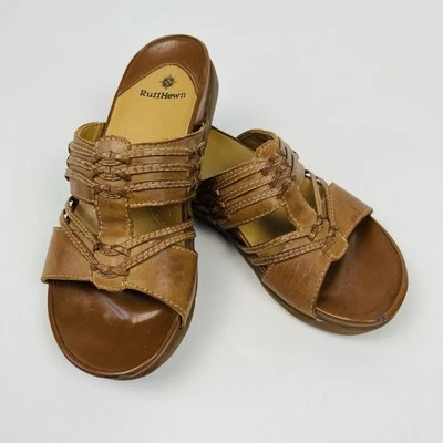 Ruff Hewn Women's Wexford Leather Sandals Tan/Brown Slip On Shoes Size 6M - Image 1 of 4