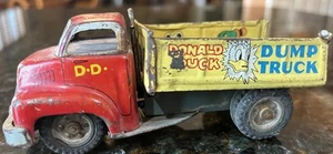 VTG Line Mar Tin Toy Donald Duck Dump Truck Friction Disney Tested Read - Picture 1 of 10