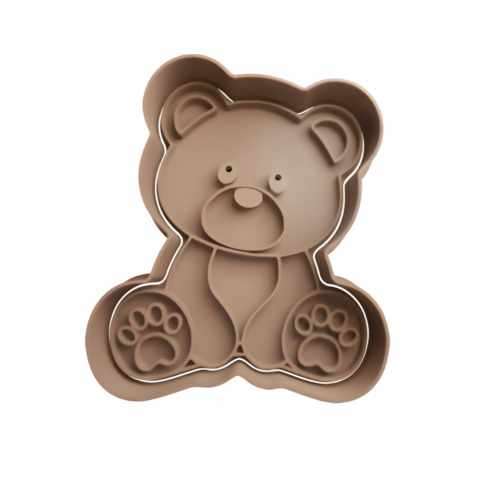 Cute Brown Baby Teddy Bear Cookie Cutter & Embosser Stamp - image 1 of 1