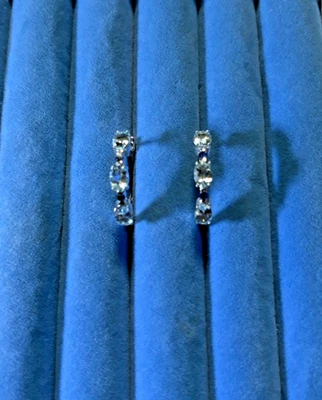 Mangoro Aquamarine, Blue Sapphire Earrings in Rhodium Over Sterling  - 3.10 ctw. - Image 1 of 4
