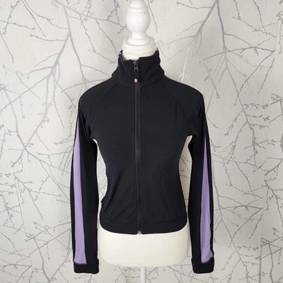 Chaqueta corta Lululemon negra Luon lavanda rayas laterales cremallera completa | Para mujer 4 Foto 1 de 4