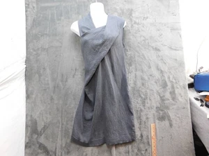 Porto Dress Womens Large Gray Sleeveless Crinkle Textured Wrap Midi Made USA - Picture 1 of 12