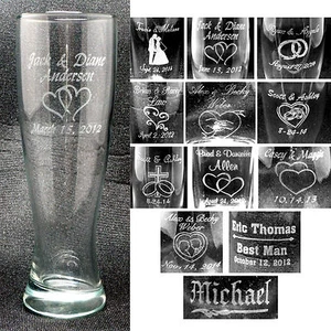 Personalized Pilsner Glasseware Custom Wedding Bridesmaids Anniversary Gifts - Picture 1 of 31