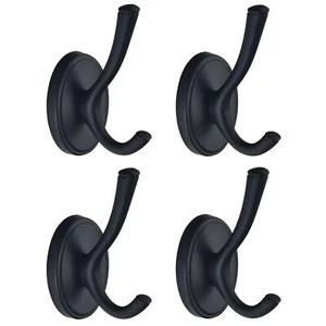 Black Coat Hooks 4 Pack Towel Hooks for Bathrooms Modern Metal Wall Hooks for... - Picture 1 of 7
