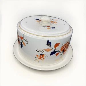 Booths Fresian Style Covered Cake Plate Antique Cobalt Imari Gold Trim RARE - Picture 1 of 11