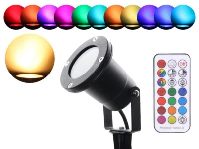 LED Outdoor Strahler RGB+warmweiss 3W IP65 230V Memory Funktion Gartenstrahler - Bild 1 von 4
