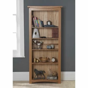 Crescent solid oak furniture large living room office adjustable bookcase - Picture 1 of 4