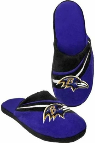 FOCO NFL Baltimore Ravens Mens Slippers Pair Size 9/10 Slip On Hard Sole Cover