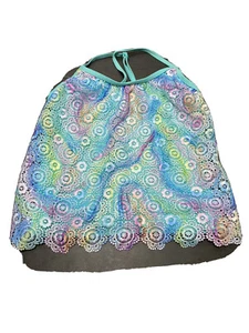 Justice Girls sz12 Tankini Swim Suit Top Halter Lined Turquoise/purple/green GUC - Picture 1 of 7