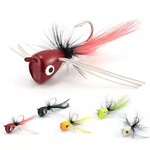 5x Fly Fishing Poppers Floating Dry Flies Bugs Insect Lures Streamer Bass Trout - Picture 1 of 12