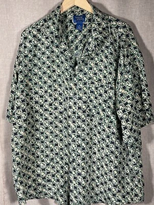 Cambridge Classics Mervyns Silk Shirt Mens XL Abstract Coin Money - Image 1 of 4