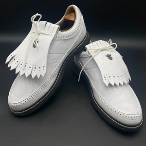 Zapatos de golf Adidas MC80 Bogey para niños sin clavos para hombre talla 12 blancos negros GW2113 - Imagen 1 de 15
