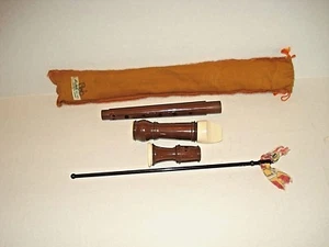 VINTAGE AULOS MADE IN JAPAN 105-E RECORDER FLUTE CARRYING BAG-CLEANING ROD - Picture 1 of 5