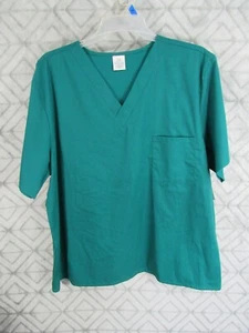 New Scrub Top Size XL Unisex Hunter Green Pull Over V Neck Short Sleeve Career - Picture 1 of 4