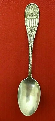 新奥尔良路易斯安那州纯银纪念品勺子宜必思鸟和婴儿杜尔金 11354 — 第 1/4 张图片