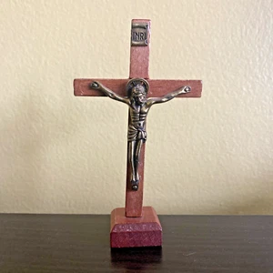 Jesus Crucifix Cross Sacred Heart Southern Missions 4.5" Freestanding Table Desk - Picture 1 of 6