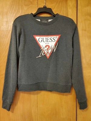 Sudadera para mujer Guess Jeans con logotipo brillante gris pequeña Oullover Foto 1 de 3