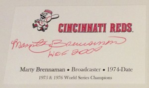 Marty Brennaman Signed 3x5 Custom Index Card 1975 1976 Cincinnati Reds HOF