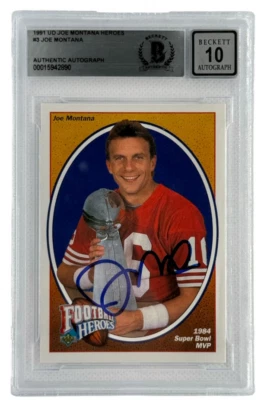 San Francisco 49ers Joe Montana Autographed 91 Upper Deck Heroes #3 Beckett - Image 1 of 2