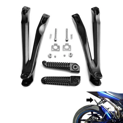 Gloss Black Rear Passenger Footpegs Bracket Fit For Yamaha YZF R1 2004-2008 07 - Image 1 of 4