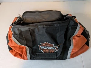 Harley Davidson Motorcycles Zip Top Duffle Bag Black Orange Used - Picture 1 of 5