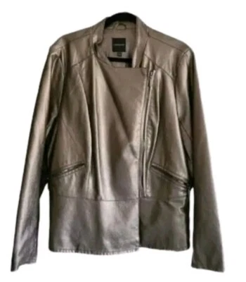 Chaqueta de motociclista metálica Lane Bryant manga cremallera para mujer talla 14/16 bronce NUEVA Foto 1 de 4