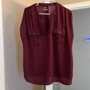 Blusa Premise para mujer sin mangas con cuello en V - Vino de Borgoña - Talla L - Imagen 1 de 4