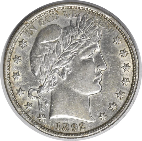 1892 Barber Silver Half Dollar AU Slider Uncertified #208 Cover