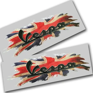 VESPA British Union Flag Jack Motocicleta Gráficos Pegatinas Calcomanías x2 LRG - Imagen 1 de 2
