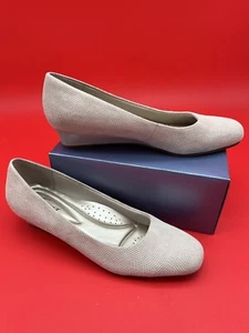 Nice Trotters Womens Shoe Pumps Lauren T1110-136 Sq Toe Wedge Sz 10 Narrow Beige - Picture 1 of 9