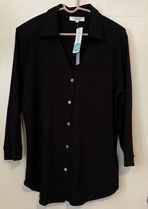 Beacon Apparel Damen XL Top Illona Kragen Knopfleiste Rippstrick Whimsigoth - Bild 1 von 10