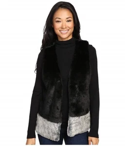 Tart 166442 Womens Jamie Faux Fur Color Block Vest Black/Grey Size Medium - Picture 1 of 3