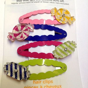 Gymboree Candy Shoppe Line NWOT Barrette Snap Clips Multicolor Square Round Cute - Picture 1 of 6